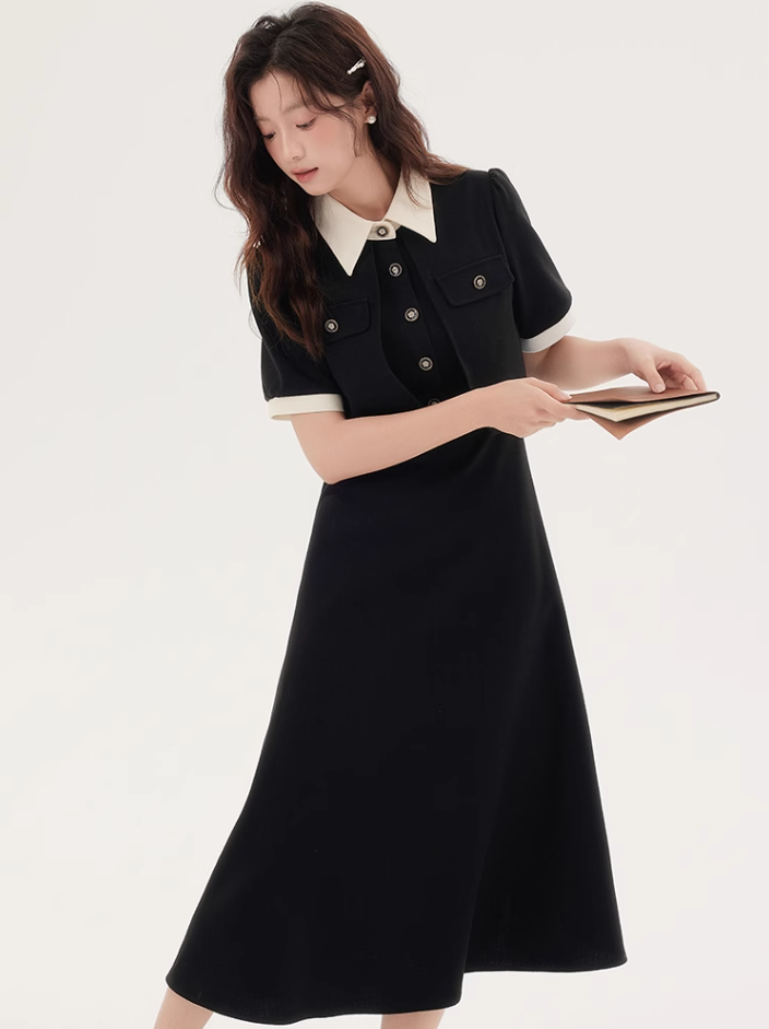 Formal dress shirt dress design niche high-end waist long skirt R2379