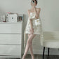 White polka dot suspenders loose short skirt homecoming dress R3473