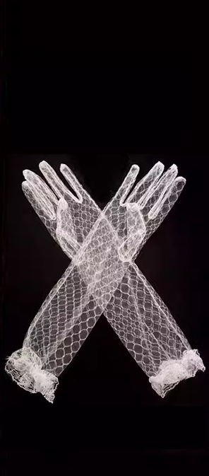 Off-white mesh lace wedding dress banquet dinner gloves     S6240
