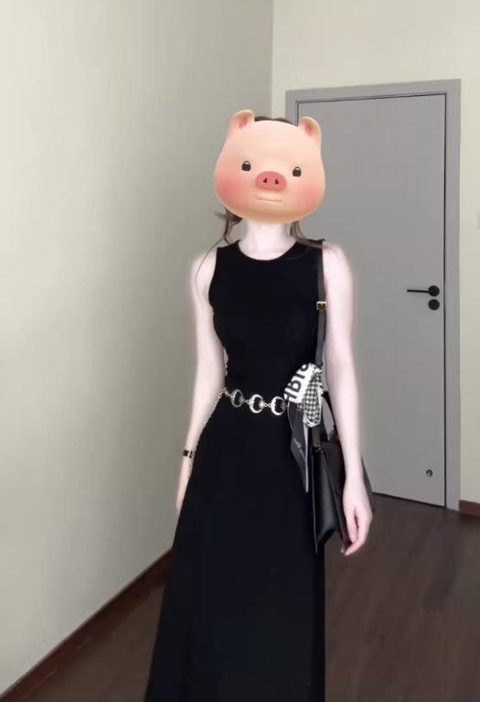 French black sleeveless vest dress 2025 new style temperament high-end waist A-line long skirt R0420