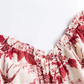 2025 summer new V-neck floral petite red A-line holiday suspender dress R0963