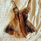 Gradient coffee color suspender waist mini skirt homecoming dress R2677
