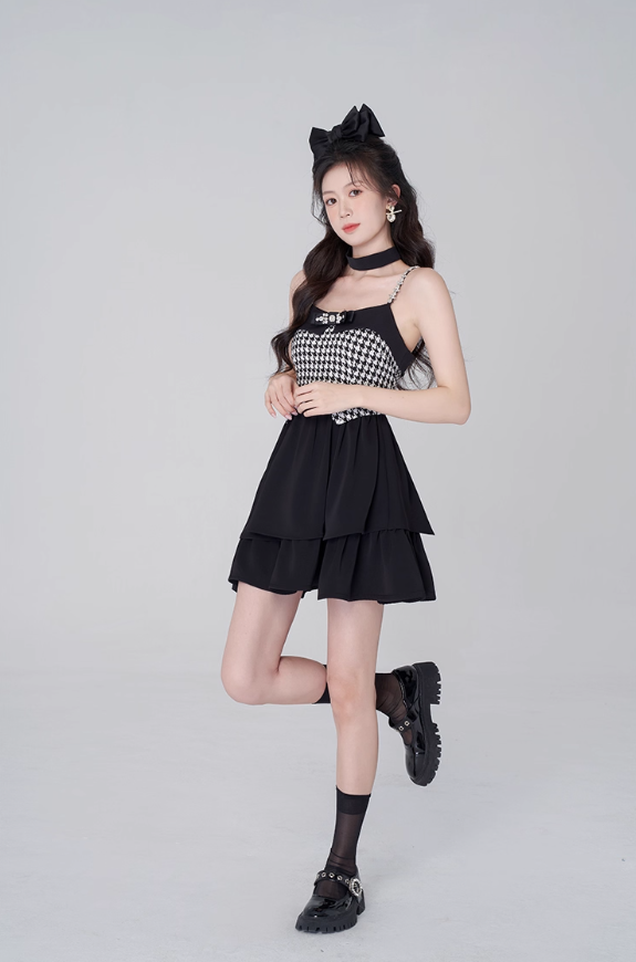 Pure desire little fragrance style suspender dress black sweet princess dress R4113