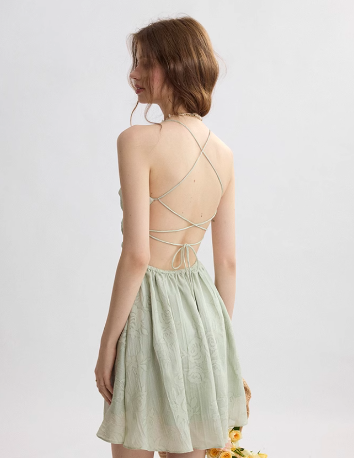 French floral suspender skirt holiday dress petite short skirt high-grade tulle skirt female summer R3487