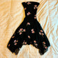 Black tube top slim waist floral irregular skirt dress homecoming dress R2676