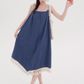 Denim suspender dress with cardigan two-piece suit new style beautiful western-style suit R2358