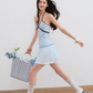 Mesh girly white A-line skirt summer design niche playful short skirt R3335