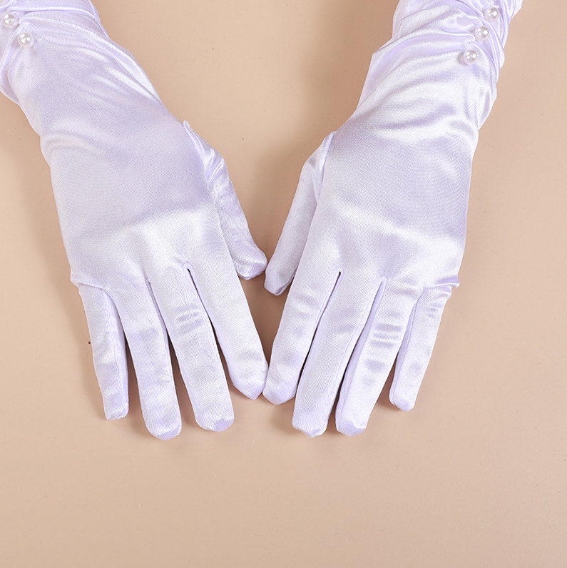 French satin wedding gloves full finger photo etiquette gloves retro dance banquet costume gloves     S6269