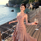 Fairy mermaid dress ruffled high-grade temperament red dress R1716