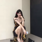 Retro ruffled floral suspender dress temperament waist beach dress R0788