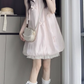 Sweet and fresh sleeveless flower bud dress temperament French A-line skirt for petite R0789
