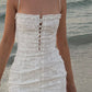 White suspender embroidery elegant sexy slim lace short skirt homecoming dress R4006