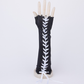 Lace-up fingerless gloves long black satin gloves elbow length suitable for wedding engagement Halloween party     S6219