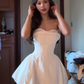 Large size French pure desire tube top dress atmosphere birthday white small dress R1871
