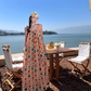 National style retro floral suspender dress temperament loose A-line long skirt R0615