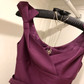 Purple bow strap waist slim fit A-line short skirt homecoming dress R4154
