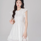 White chiffon dress women's summer ruffled short skirt new high waist A-line small white skirt R4497