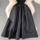 New round neck knitted waist slimming A-line jacquard dress elegant temperament long skirt R0362