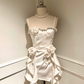 White halter neckline with pearl design, waist and irregular skirt short skirt for homecoming dress R4151