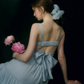 French style dress blue suspender skirt seaside wear long skirt holiday small skirt female R3564