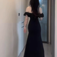 Little black dress, elegant high-end evening dress, high-end hip-wrapped tube top dress R0468
