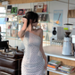 French polka dot irregular shoulder dress summer new temperament short skirt R4221