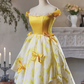 Vibrant Bright Yellow Homecoming Dress ,A-Line Bateau Bow-knot Corset Short Prom Dress RS811