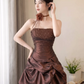 Glitter Pleated Women's Homecoming Dress Brown Corset Short Prom Dress Party Dress RS2656