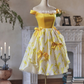 Vibrant Bright Yellow Homecoming Dress ,A-Line Bateau Bow-knot Corset Short Prom Dress RS811