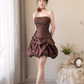 Glitter Pleated Women's Homecoming Dress Brown Corset Short Prom Dress Party Dress RS2656
