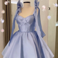 Light blue halter tube top waist princess tutu homecoming dress R3065