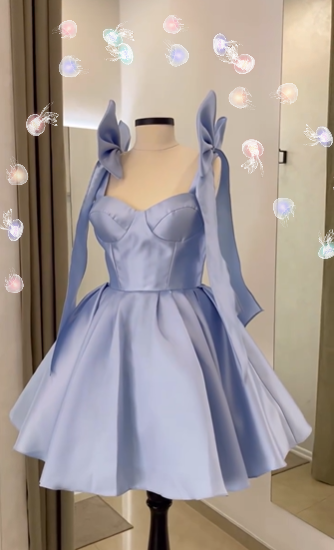 Light blue halter tube top waist princess tutu homecoming dress R3065
