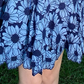 Heavy blue daisy embroidery V-neck dress sweet short skirt French waist lace A-line skirt R0184