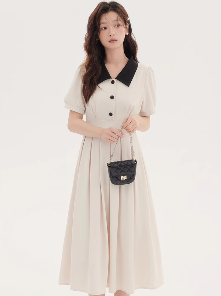 French style shirt dress with waist for summer 2025 new formal occasion dress R2367