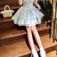 Delicate and sweet princess-style dress with flutter sleeves, gentle floral print, and fitted waist R9069