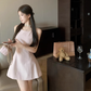 French round neck sleeveless suspender dress temperament waist high-end gentle short skirt R1560