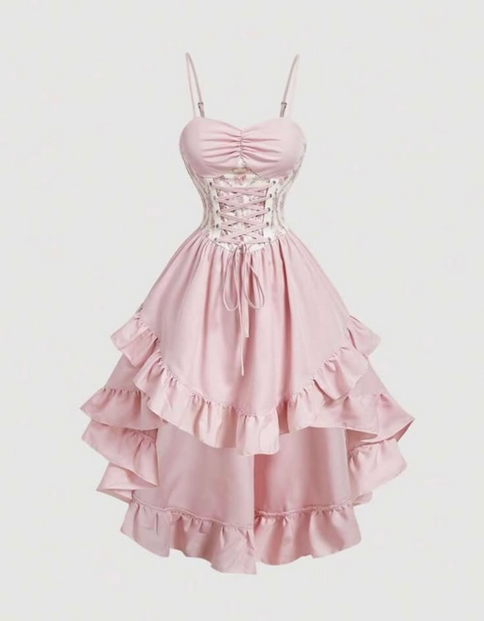 Sweet Blush Pink Prom Dress,A-Line Spaghetti Straps Hi-Lo Bodycon Maxi Party Dress RS1053