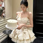 French-style polka dot fitted mesh princess dress R9073