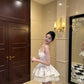 French-style polka dot fitted mesh princess dress R9073