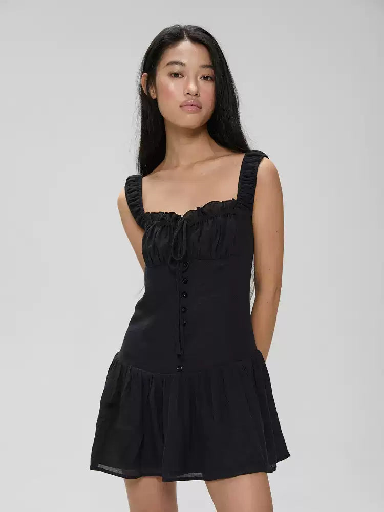 Tencel Bamboo Joint French Square Neck Slip Dress R9074