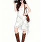 French-style white vacation cake-style A-line sundress R9077