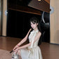 Sleeveless halter neck fitted waist rhinestone bow dress R9083