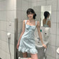 Square neckline fitted waist lace patchwork dress R9084