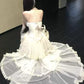 High-end elegant strapless asymmetrical dress R9086