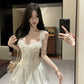 White Floral Lace Sweetheart Neck Party Dress R9091