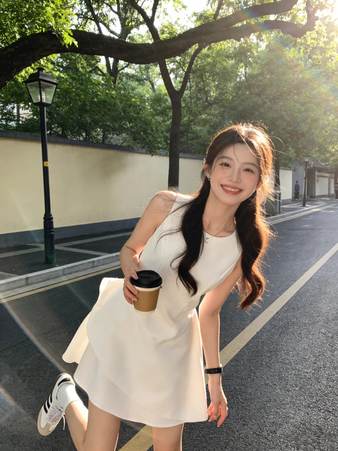 White Sleeveless Asymmetrical A-Line Mini Dress R9095