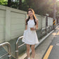 White Sleeveless Asymmetrical A-Line Mini Dress R9095
