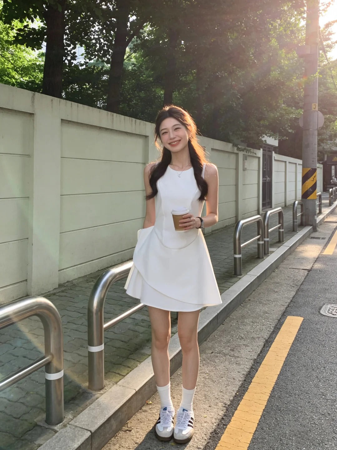 White Sleeveless Asymmetrical A-Line Mini Dress R9095