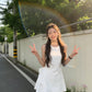 White Sleeveless Asymmetrical A-Line Mini Dress R9095