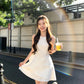 White Sleeveless Asymmetrical A-Line Mini Dress R9095